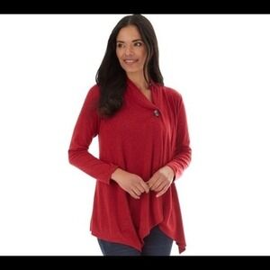 Apt. 9‎ Womens XL Red Open Front Long Sleeve Drape Cardigan Sweater Button Knit